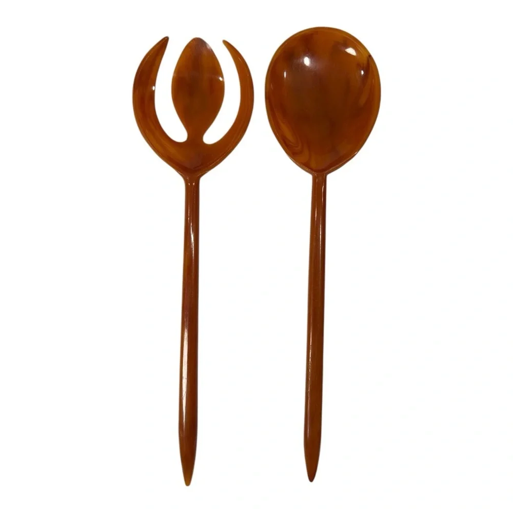 Vintage Salad Serve Fork Spoon Set 12
